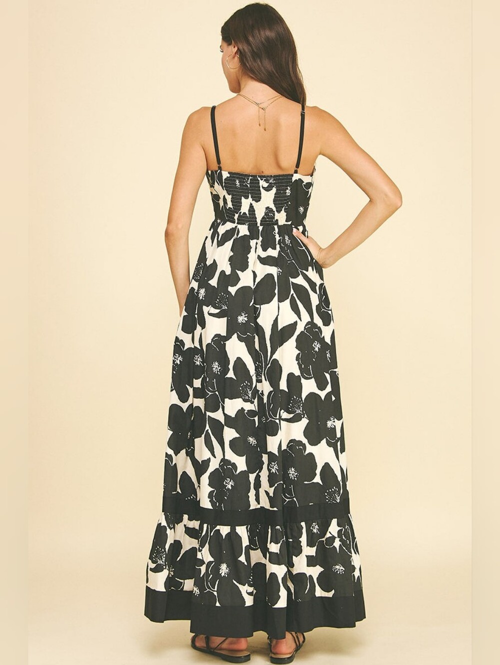 NWT Floral Tiered Black Maxi Dress S/M/L - Picture 5 of 5